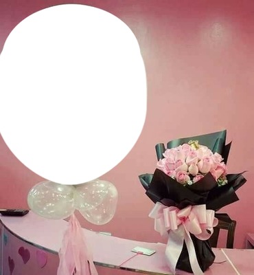 cumpleaños, detalle, ramo de rosas rosadas Fotomontage