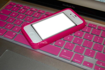 iphone with pink keyboard Photo frame effect