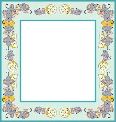 cadre bleu avec souris et gruyère 1 photo Fotomontāža