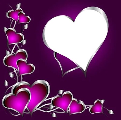 corazones, fondo púrpura, 1 foto Fotomontage