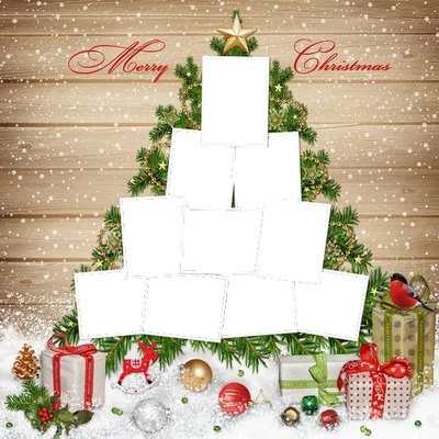 Merry Christmas, arbolito, collage, 10 fotos Fotoğraf editörü