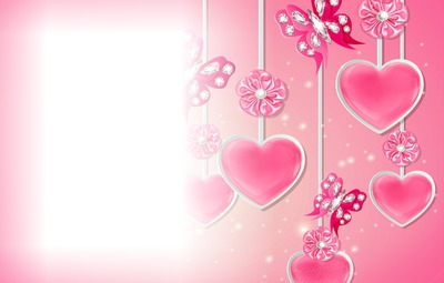 pink hearts フォトモンタージュ