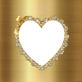 marco dorado y corazón de brillantes, una foto. Fotomontáž