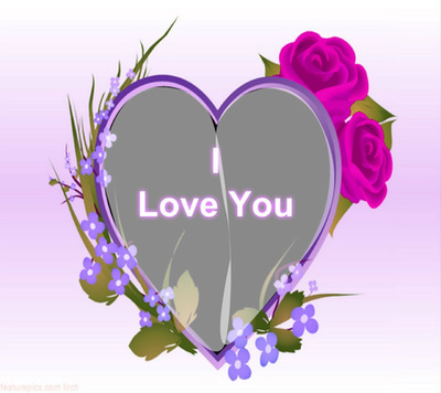 I Love You heart and roses Valokuvamontaasi