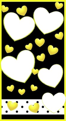 corazones amarillos, collage 5 fotos. フォトモンタージュ