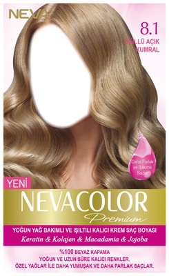Nevacolor Premium 8.1 Küllü Açık Kumral - Kalıcı Krem Saç Boyası Seti Montaje fotografico