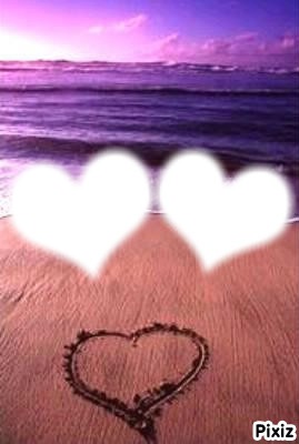 coeur a la plage Photo frame effect