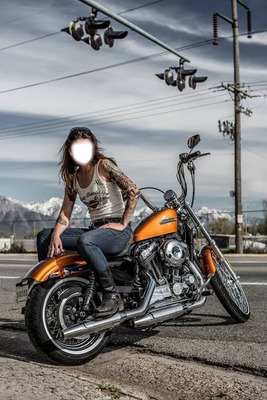 Femme en moto Fotomontage