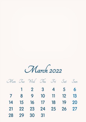 March 2022 // 2019 to 2046 // VIP Calendar // Basic Color // English Montage photo