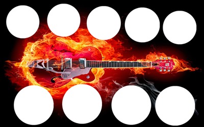 guitare en feu Φωτομοντάζ