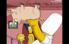 super cochon marche au  plafont Fotomontaż