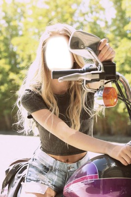 Femme en moto Fotomontasje