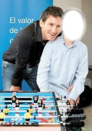 Messi y un niño Montaje fotografico
