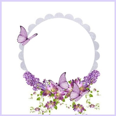 flores y mariposas lila Fotomontaż