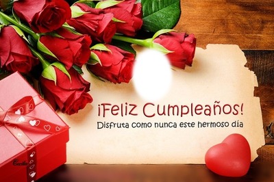 Cc Feliz cumpleaños con rosas Fotomontasje