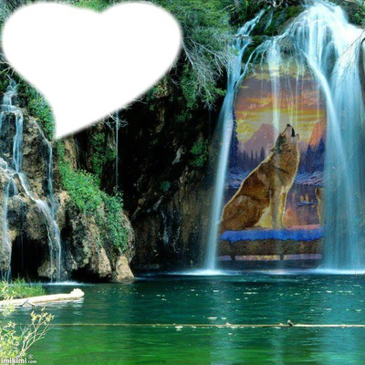 loup a la cascade Fotomontáž