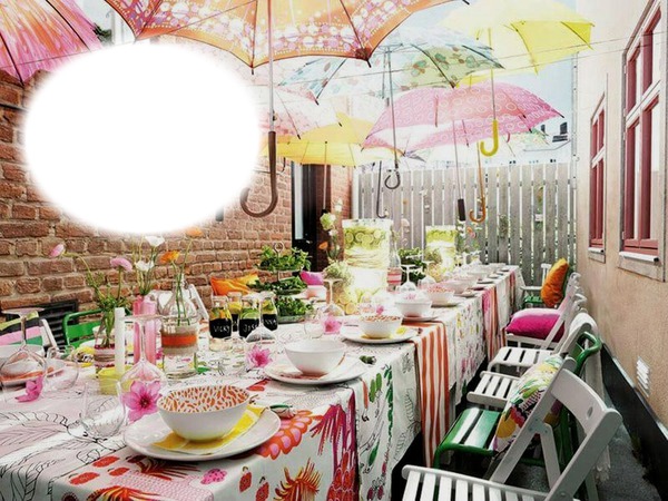 Table-repas-parasol Photo frame effect