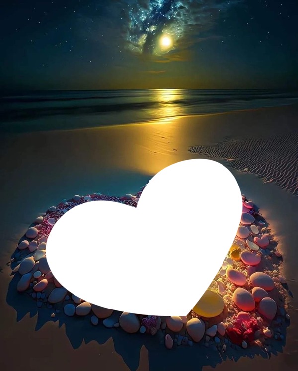 Beach heart Photo frame effect