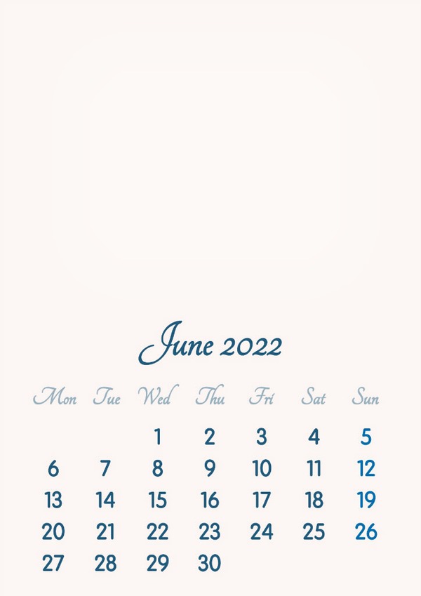 June 2022 // 2019 to 2046 // VIP Calendar // Basic Color // English Fotomontage