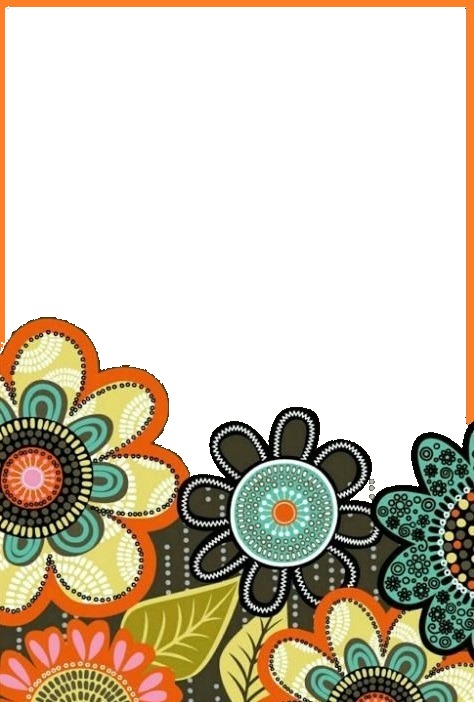 flores y marco naranja. Fotomontage