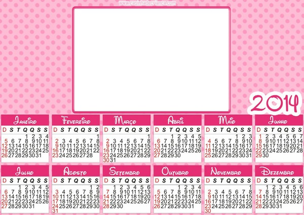 Calendario 2014 Rosa Photo frame effect