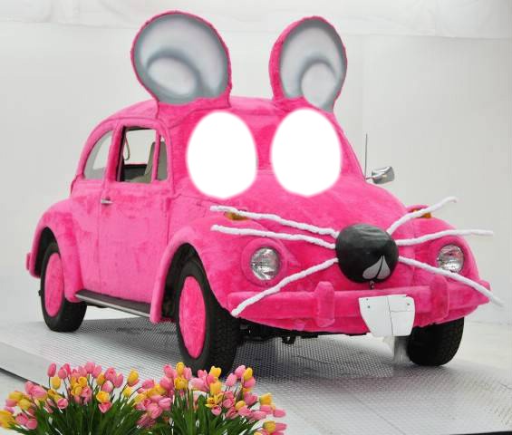 voiture rose Fotomontage
