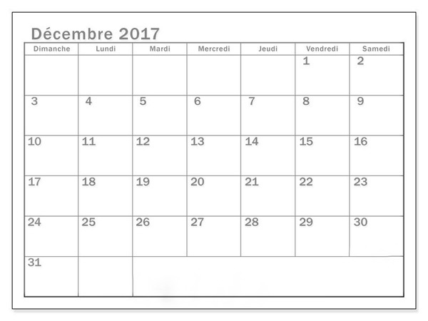 calendrier decembre 2017 Montage photo