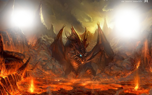 dragon feu Fotomontaža