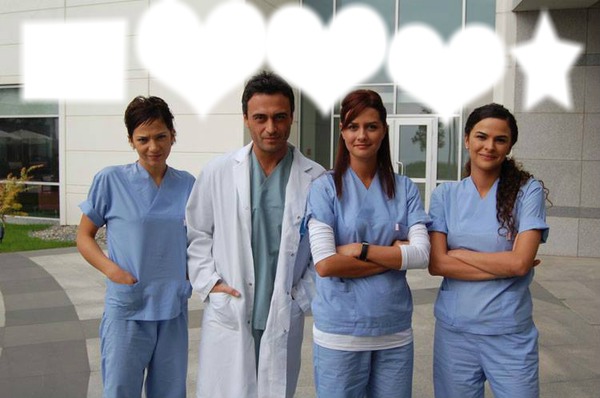 Doktorlar Ela,Levent,Zenan,Zeynep. Fotomontáž