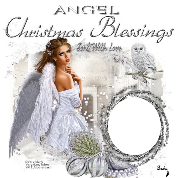 angel christmas blessings Photo frame effect