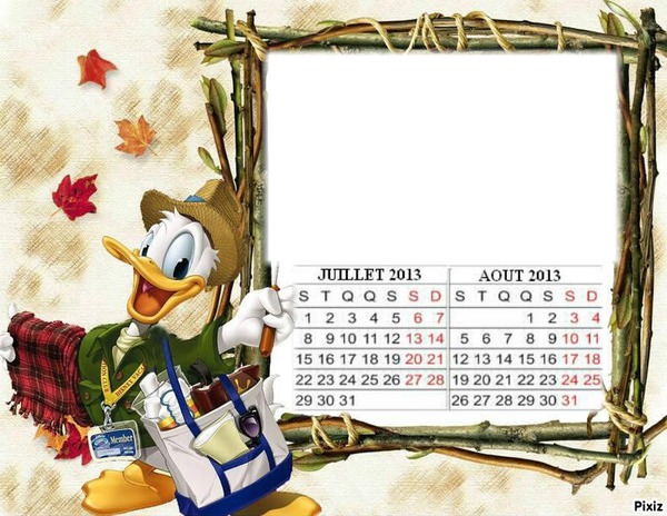 CALENDRIER JUILLET AOUT 2013 Фотомонтаж