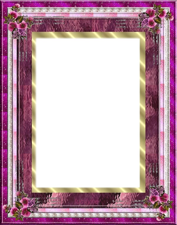 cadre prune parme fleurs rose Fotomontage