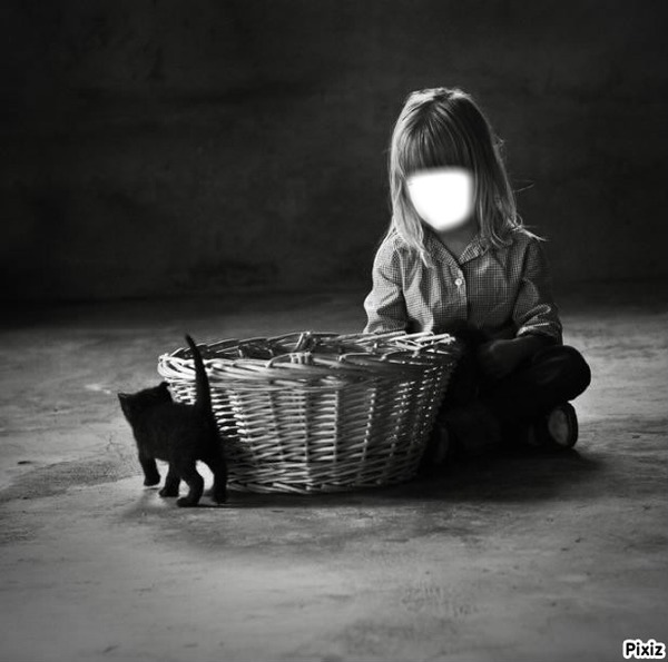 enfant avec un chaton Photo frame effect
