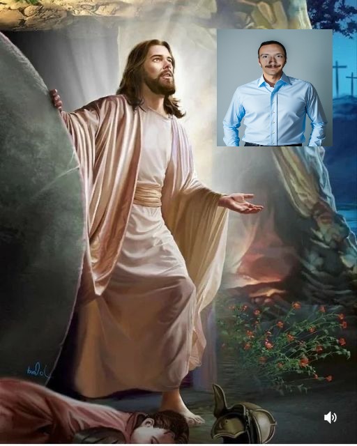 Jesus rising Fotomontage