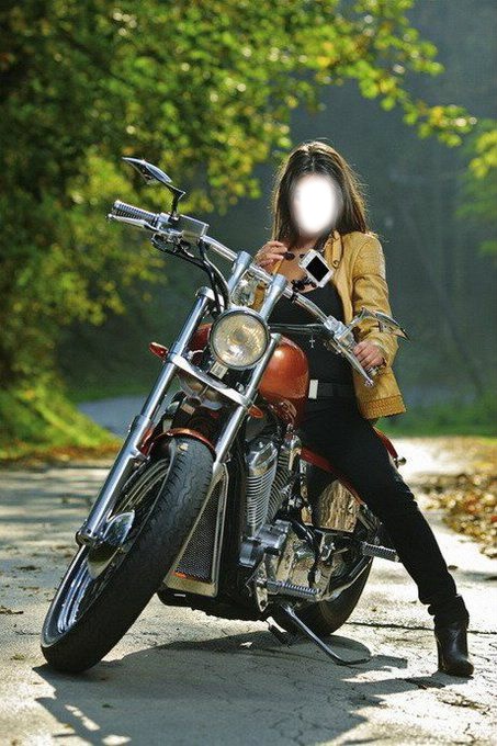 Femme en moto Φωτομοντάζ