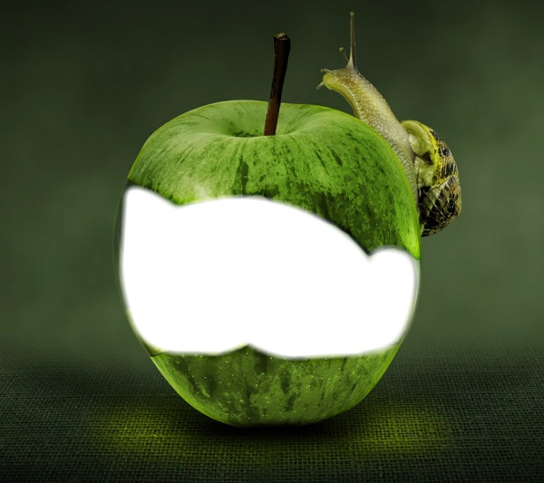 Apfel Wurm biss Fotomontage
