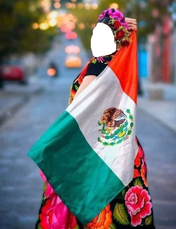 renewilly chica mexicana con bandera Photomontage