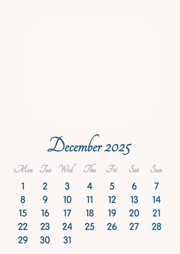 December 2025 // 2019 to 2046 // VIP Calendar // Basic Color // English Fotomontāža