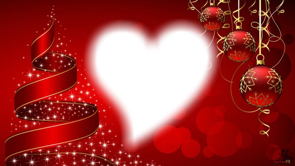 Hearts and Christmas Photo frame effect
