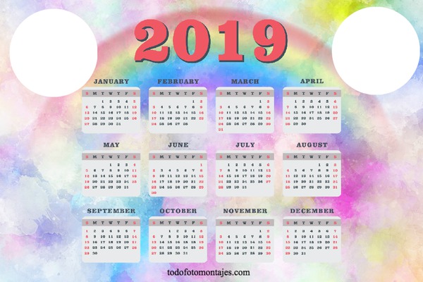 calendario 2019 Photo frame effect