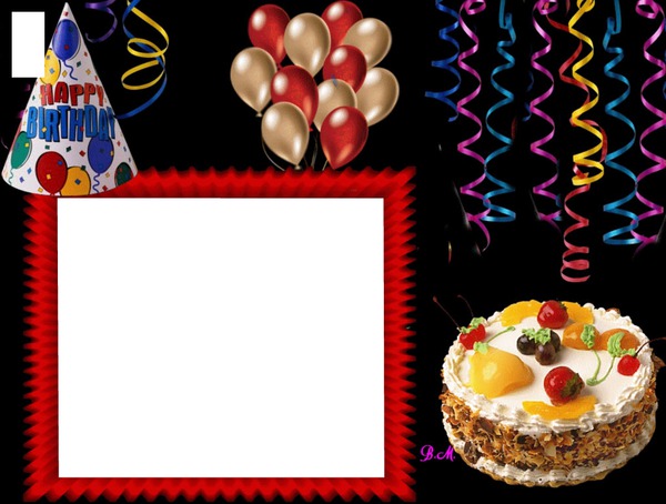 Přání k narozeninám, pro děti, dort, balonky Montage photo