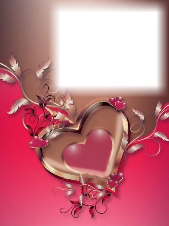 Coeur rose-beige Photo frame effect