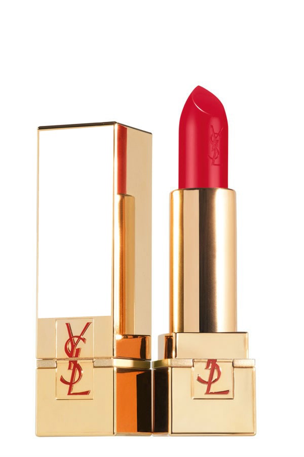 Yves Saint Laurent Rouge Pur Couture Golden Lustre Lipstick in Rouge Helios Montage photo