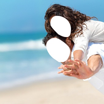 couple en vacance a la playa Photo frame effect