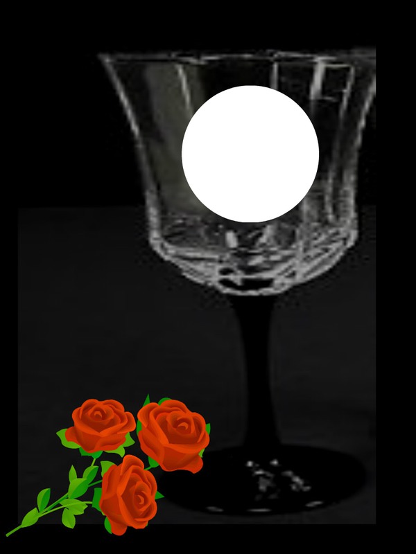 Octagon Water Goblet with Roses Fotomontaža