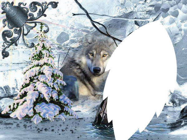 le loup a la riviére Фотомонтаж