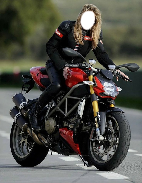 Femme en moto Фотомонтаж
