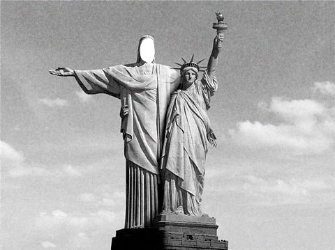Statue du Christ Rédempteur et la statue de la Liberte Fotomontage