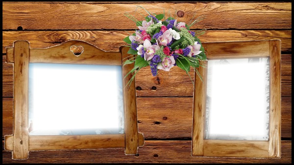 Cadre fleurs et bois Photo frame effect