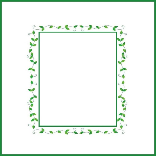 marco y hojas verde. Fotomontagem